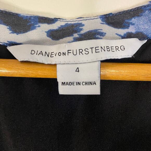 Diane Von Furstenberg Silk Blue Fleurette Leopard Print Dress Size 4 Lightweight - Picture 6 of 16